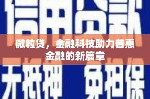 武隆微粒贷，金融科技助力普惠金融的新篇章