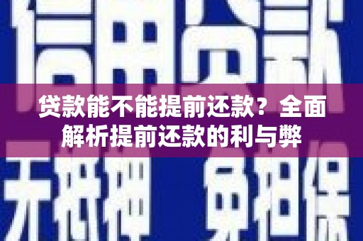 武隆贷款能不能提前还款？全面解析提前还款的利与弊