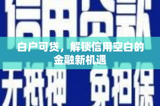 武隆白户可贷，解锁信用空白的金融新机遇