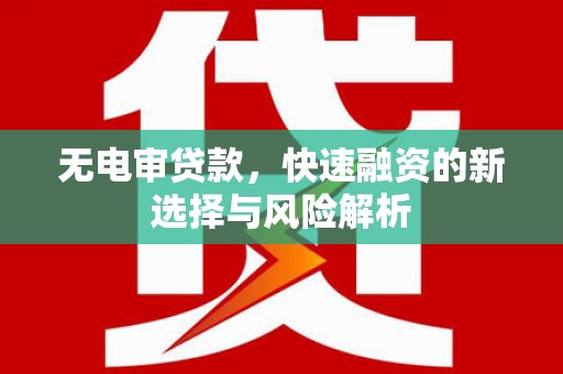 武隆无电审贷款，快速融资的新选择与风险解析
