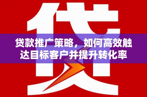 武隆贷款推广策略，如何高效触达目标客户并提升转化率