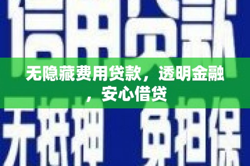 武隆无隐藏费用贷款，透明金融，安心借贷