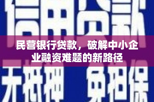武隆民营银行贷款，破解中小企业融资难题的新路径