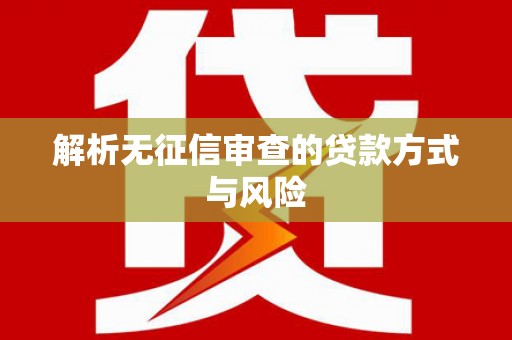 武隆解析无征信审查的贷款方式与风险
