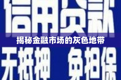 武隆揭秘金融市场的灰色地带
